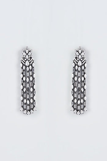 Black Rhodium Finish Zircon Dangler Earrings
