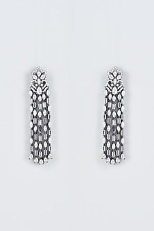 Black Rhodium Finish Zircon Dangler Earrings