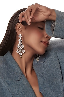 White Finish Zircon Dangler Earrings