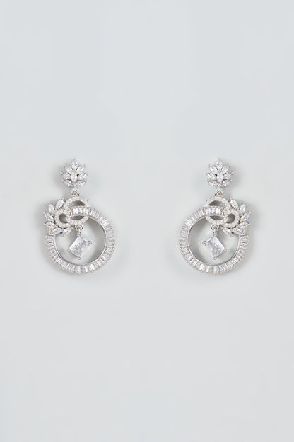 White Finish Zircon Dangler Earrings