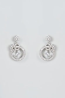 White Finish Zircon Dangler Earrings