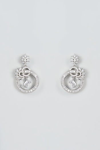 White Finish Zircon Dangler Earrings