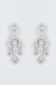 White Finish Zircon Dangler Earrings