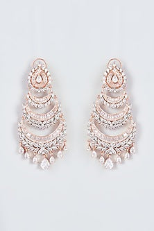 Rose Gold Finish Zircon Dangler Earrings