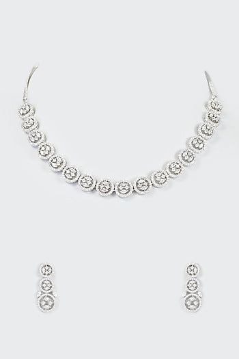 White Finish Zircon Necklace Set