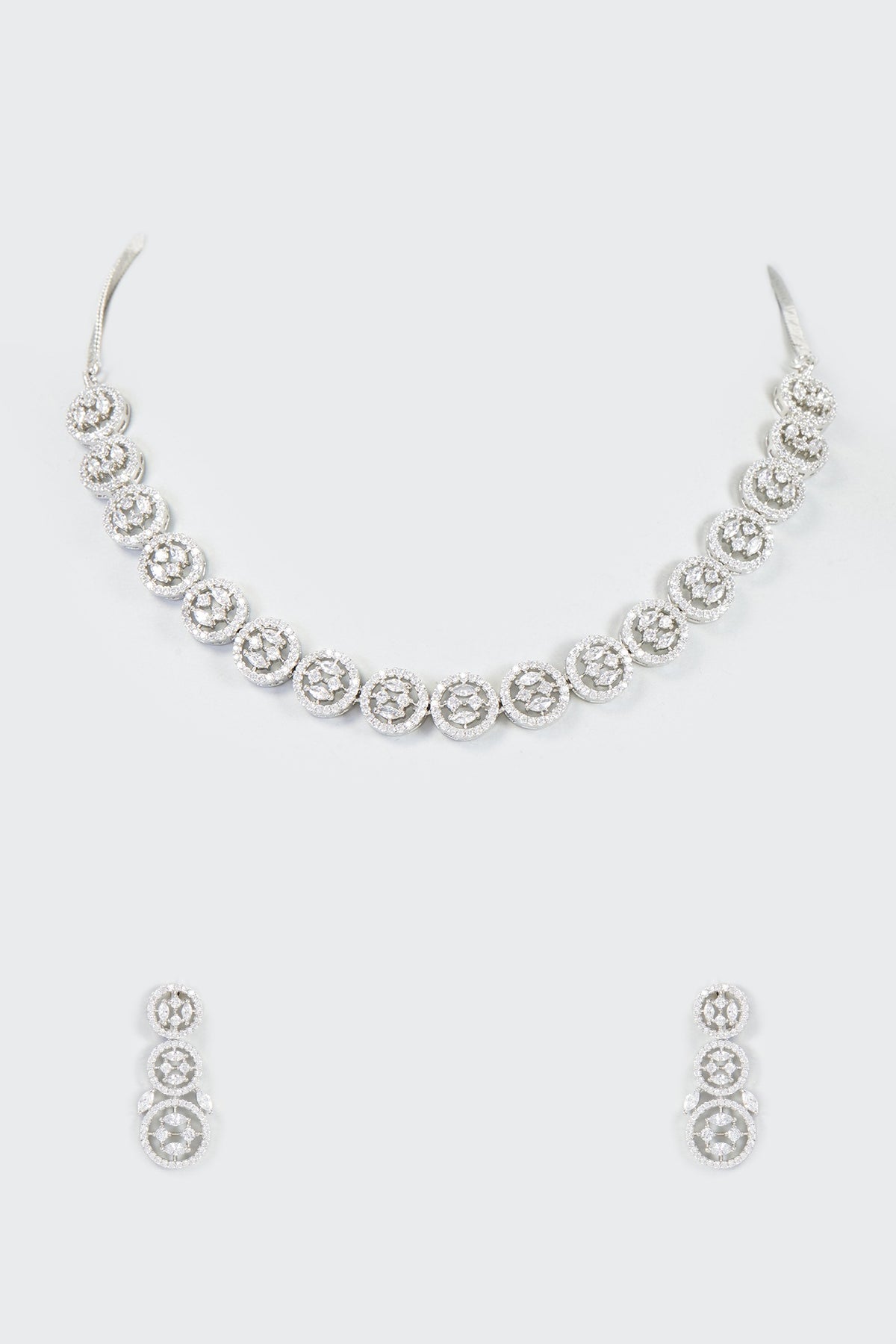 White Finish Zircon Necklace Set