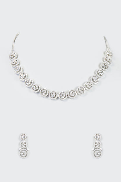 White Finish Zircon Necklace Set