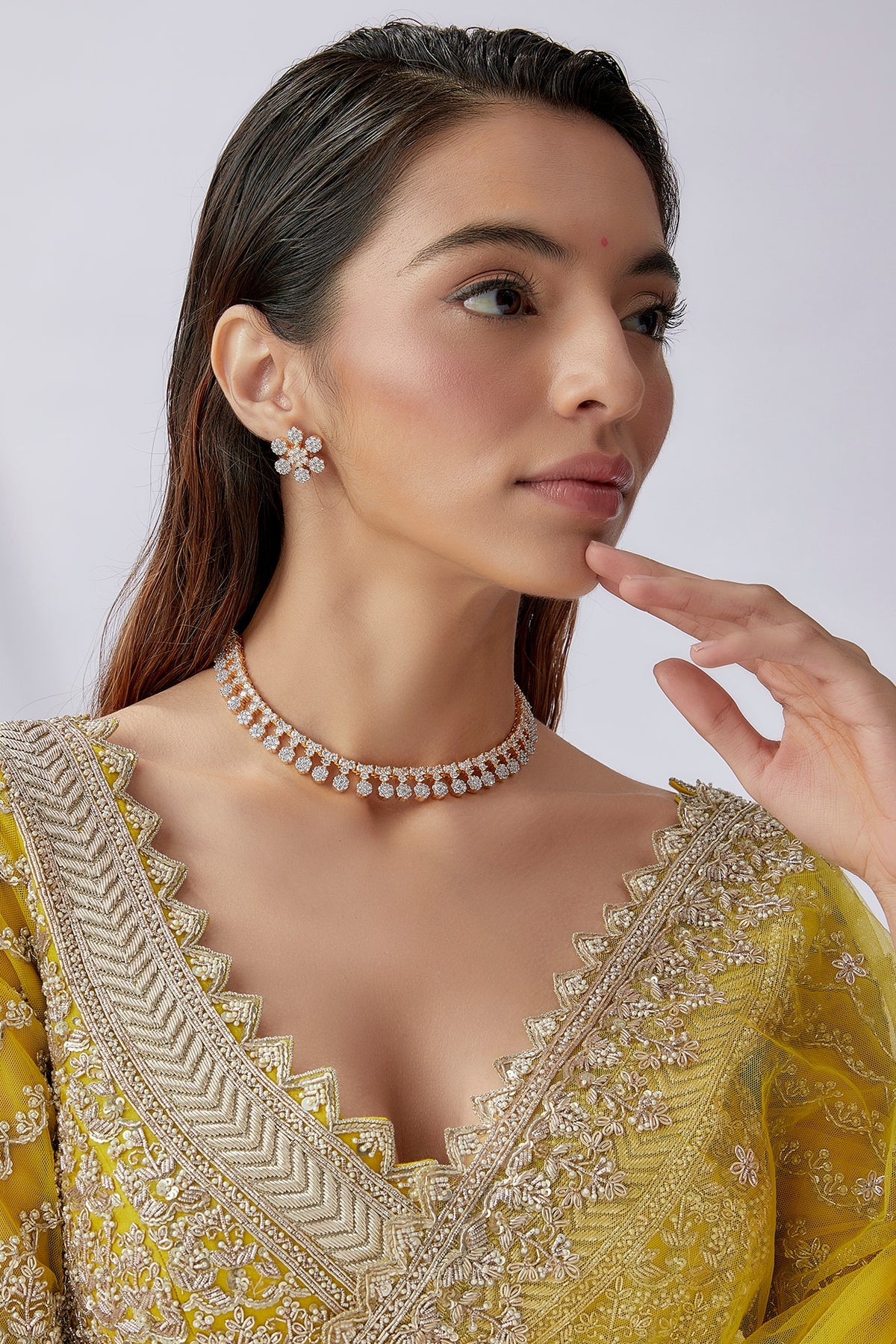 Gold Finish Zircon Necklace Set