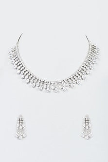 White Finish Zircon Necklace Set