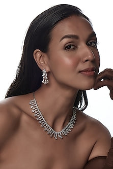 White Finish Zircon Necklace Set