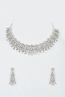 White Finish Zircon Necklace Set