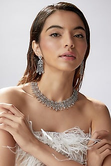 White Finish Zircon Necklace Set