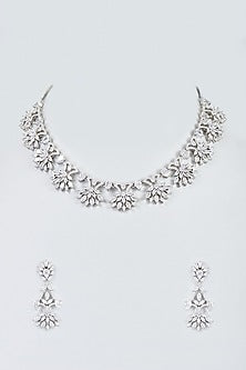White Finish Zircon Necklace Set