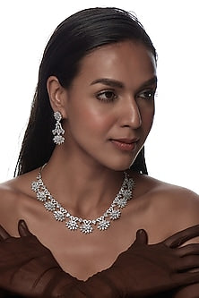 White Finish Zircon Necklace Set