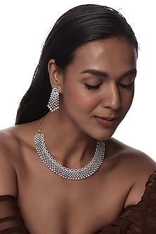 White Finish Zircon Necklace Set