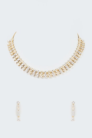 Gold Finish Faux Diamond Necklace Set