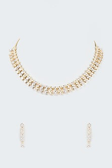 Gold Finish Faux Diamond Necklace Set