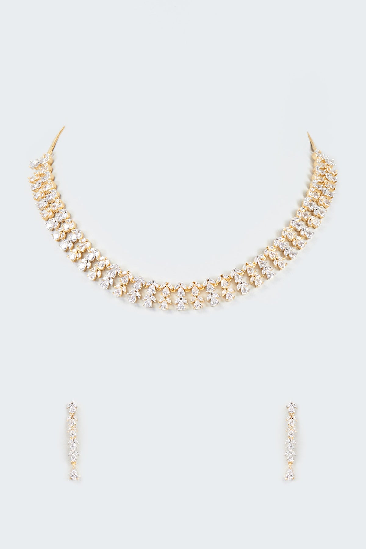 Gold Finish Faux Diamond Necklace Set