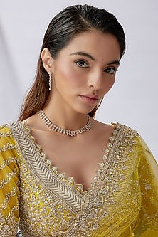 Gold Finish Faux Diamond Necklace Set