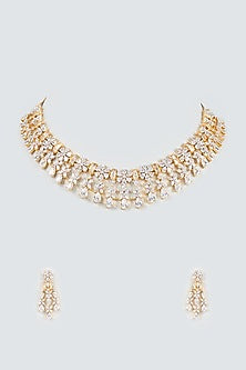 Gold Finish Faux Diamond Necklace Set