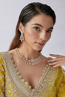 Gold Finish Faux Diamond Necklace Set