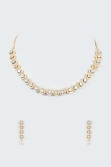 Gold Finish Faux Diamond Necklace Set