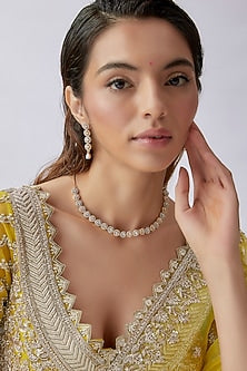 Gold Finish Faux Diamond Necklace Set