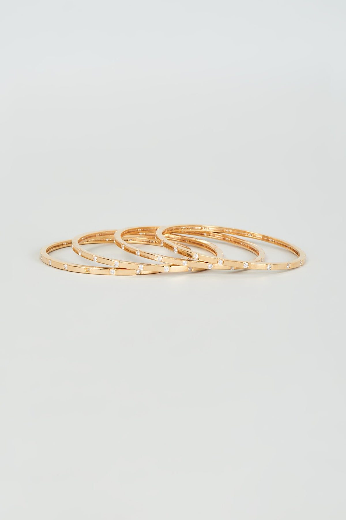 Gold Finish Faux Diamond Bangles (Set Of 4)