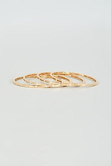 Gold Finish Faux Diamond Bangles (Set Of 4)