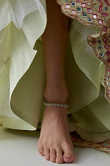 White Finish Faux Diamond Anklet (set of 2)