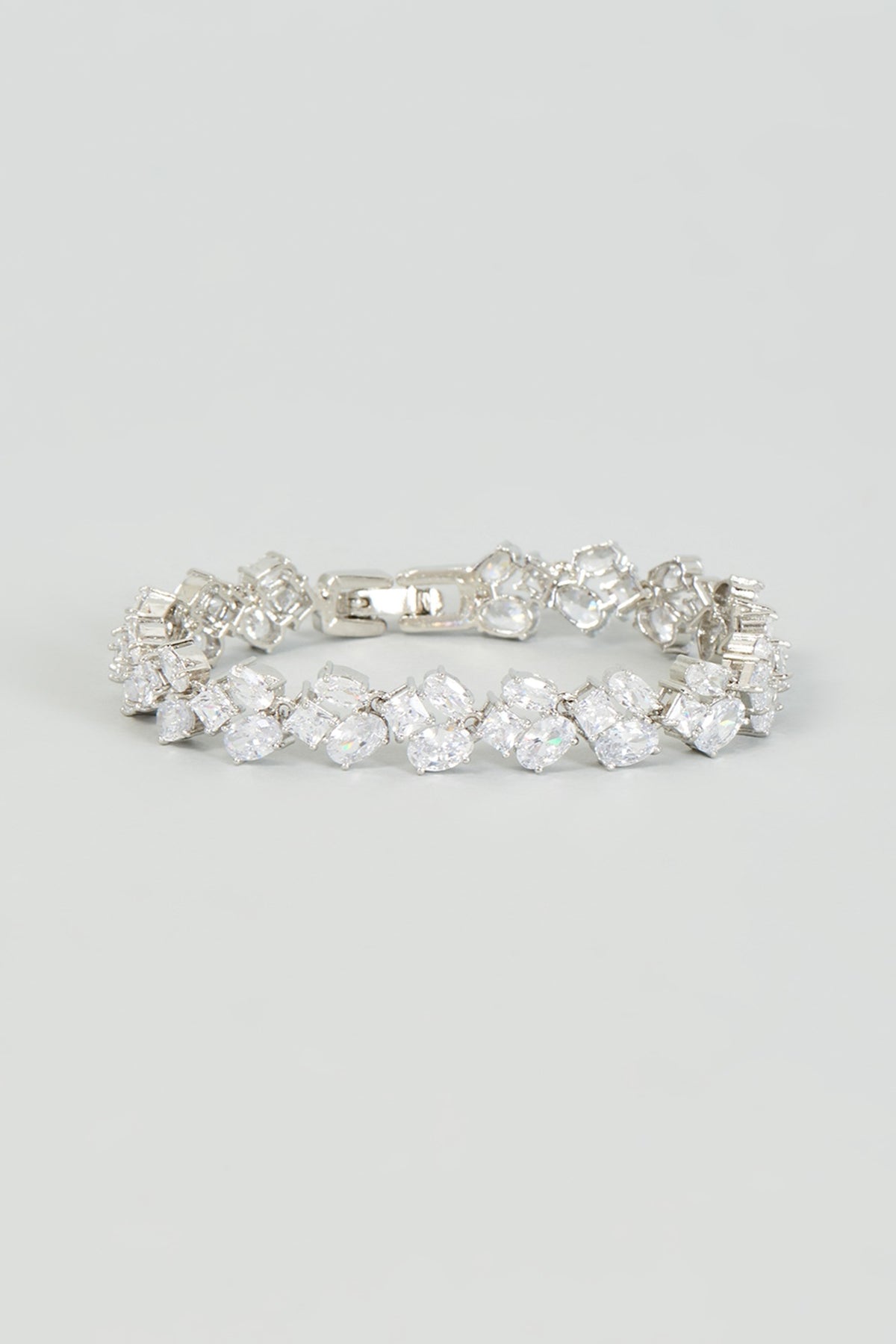 White Finish Faux Diamond Bracelet