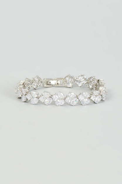 White Finish Faux Diamond Bracelet