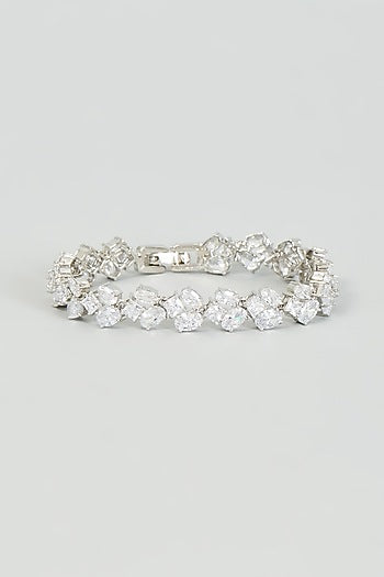White Finish Faux Diamond Bracelet