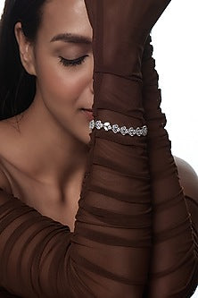 White Finish Faux Diamond Bracelet
