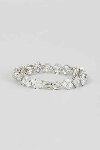 White Finish Faux Diamond Bracelet