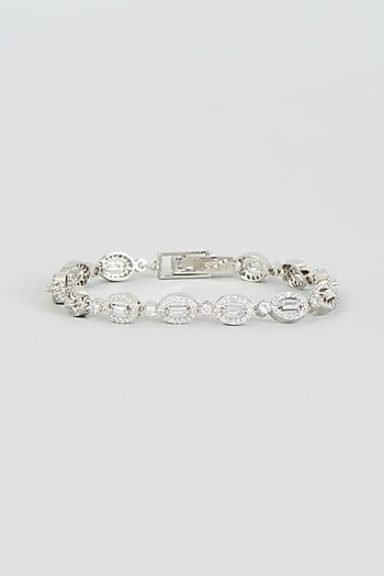 White Finish Faux Diamond Bracelet
