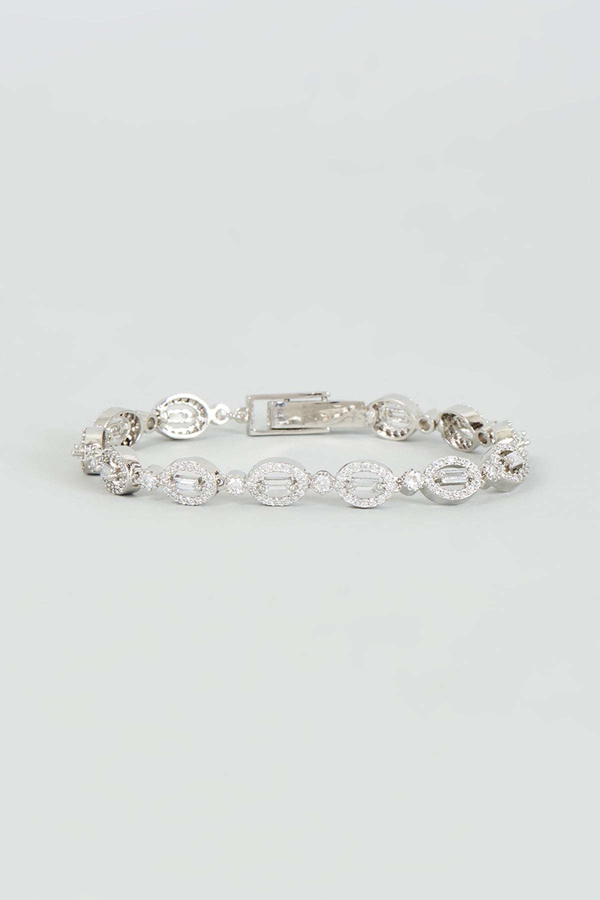 White Finish Faux Diamond Bracelet