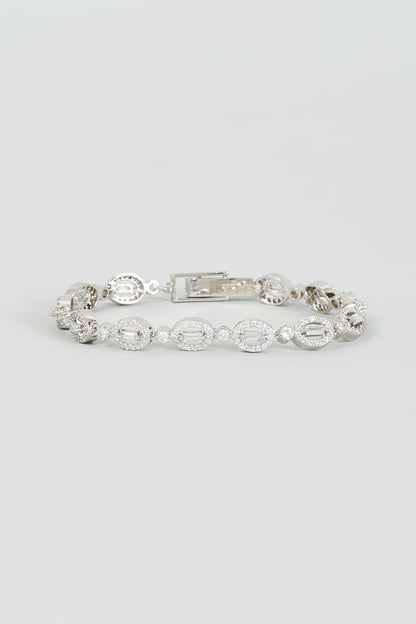 White Finish Faux Diamond Bracelet