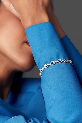 White Finish Faux Diamond Bracelet