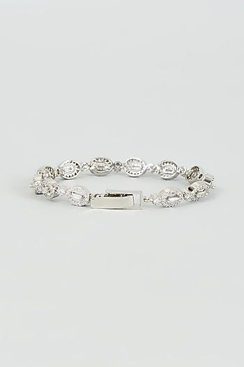 White Finish Faux Diamond Bracelet