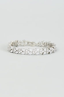 White Finish Faux Diamond Bracelet