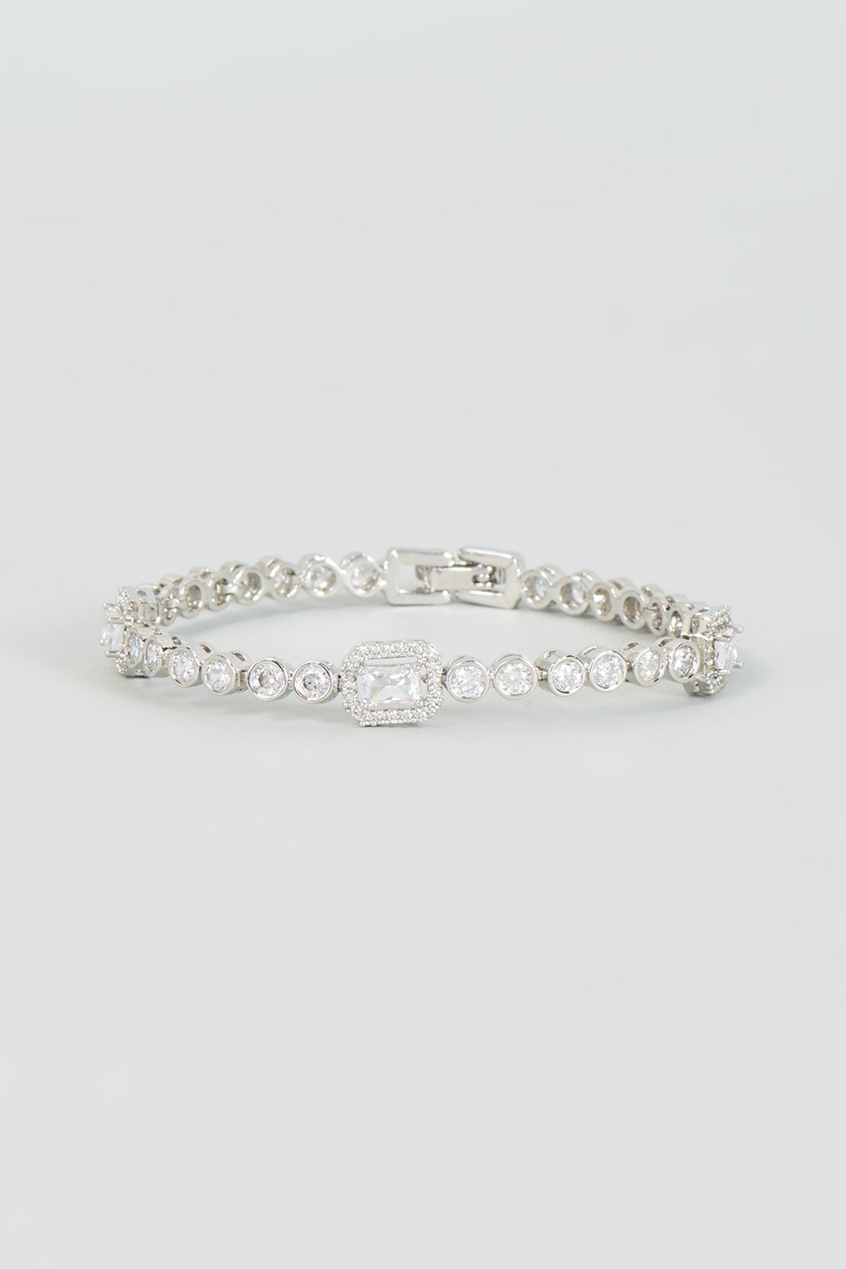 White Finish Faux Diamond Bracelet