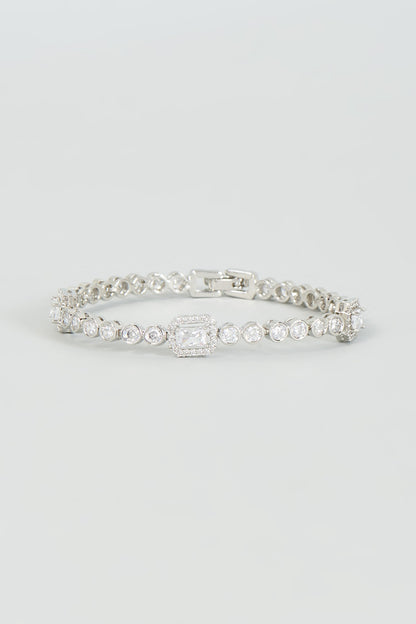 White Finish Faux Diamond Bracelet
