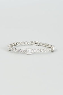 White Finish Faux Diamond Bracelet