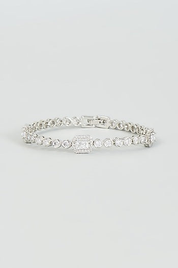 White Finish Faux Diamond Bracelet