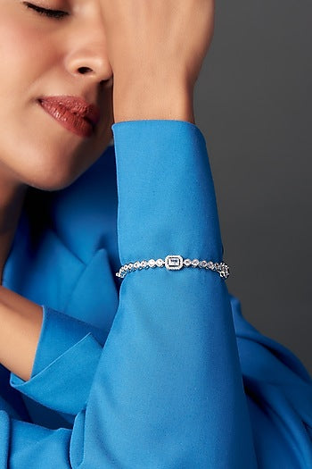 White Finish Faux Diamond Bracelet