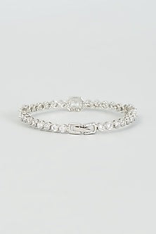White Finish Faux Diamond Bracelet