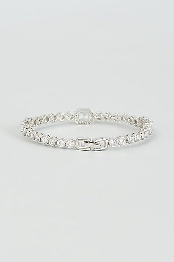 White Finish Faux Diamond Bracelet