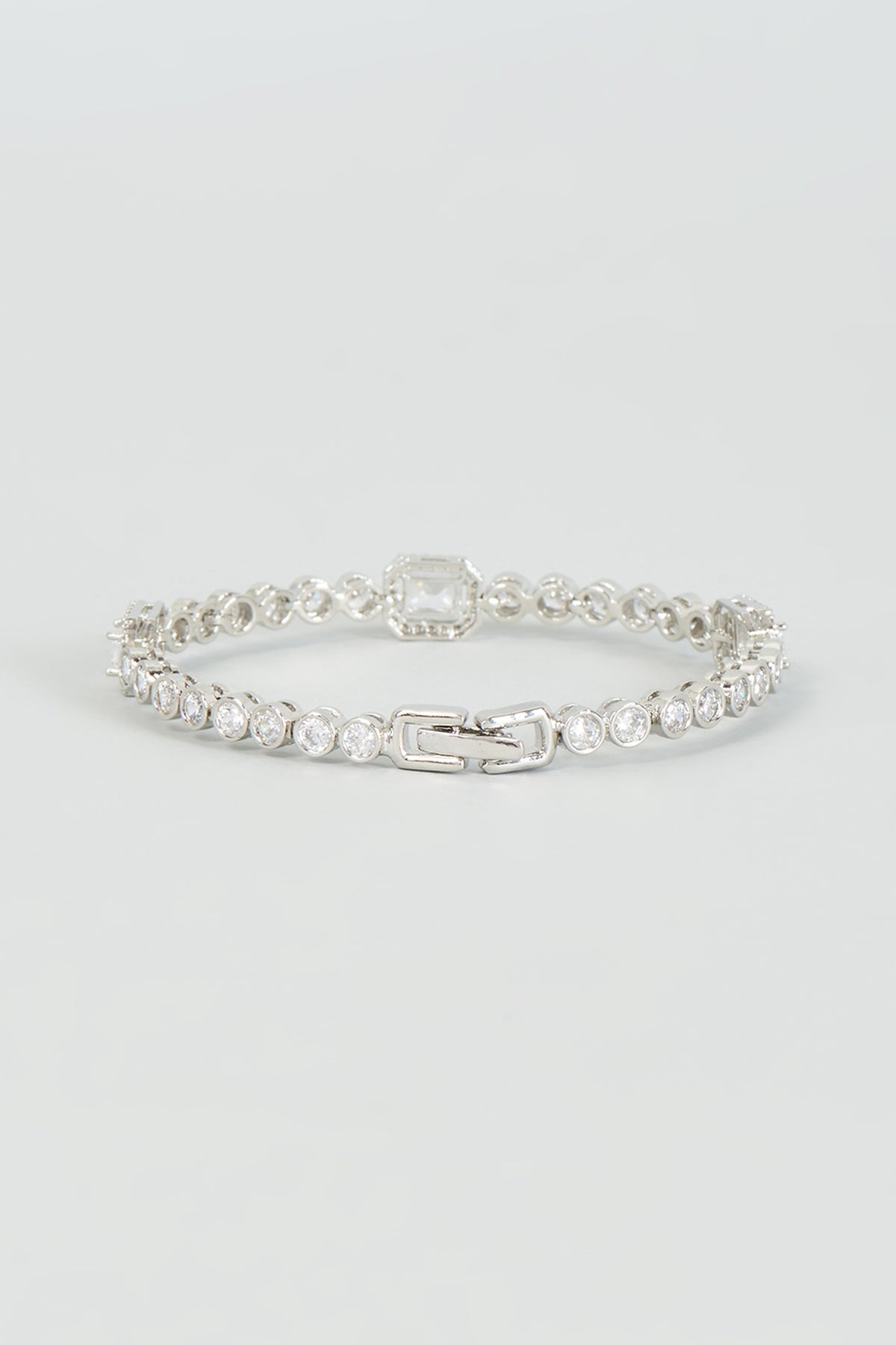 White Finish Faux Diamond Bracelet