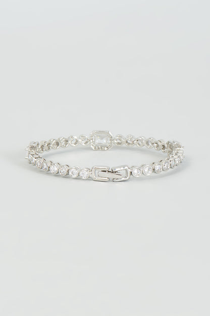 White Finish Faux Diamond Bracelet